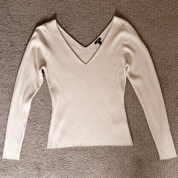 Express Ribbed Double V-neck Sweater - Picture 2 of 4